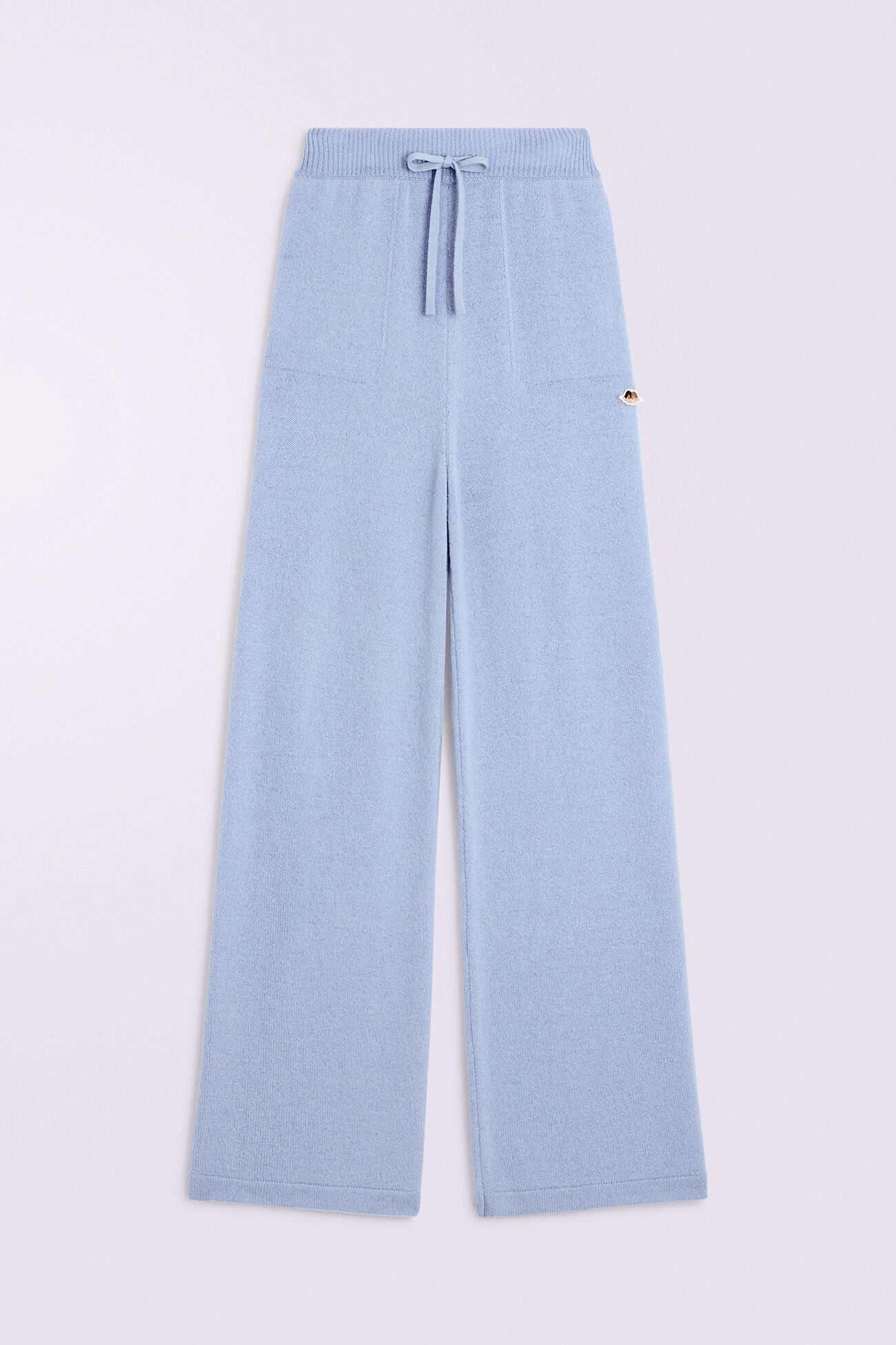 Angels Patch Knit Trousers Light Blue